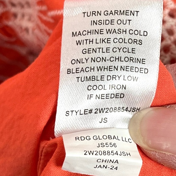 Jaclyn Smith Tiered Eyelet Embroidered Midi Coral & White Size Skirt X-Large - Picture 11 of 13